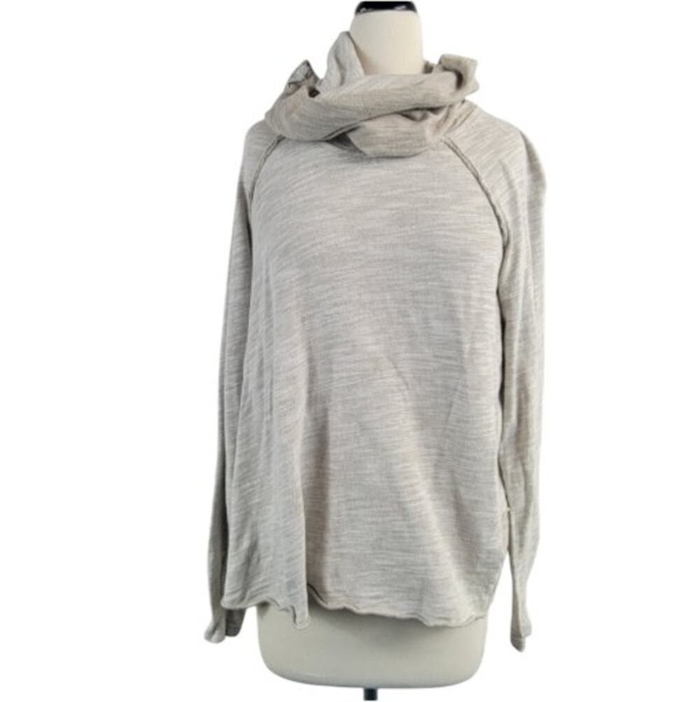 Free People Beach Cocoon Cowl Neck Pullover Slub Knit Oversized Beige XS/S